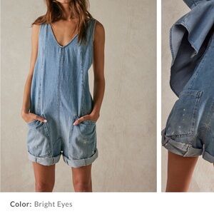 We the free high roller denim romper